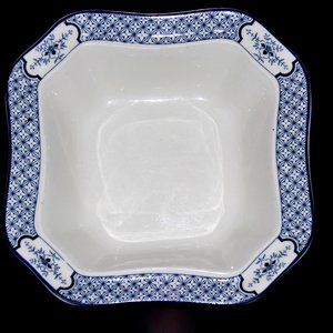 Antique Wood and Sons Yuan Bowl | Square Vegetable Bowl | Blue and White